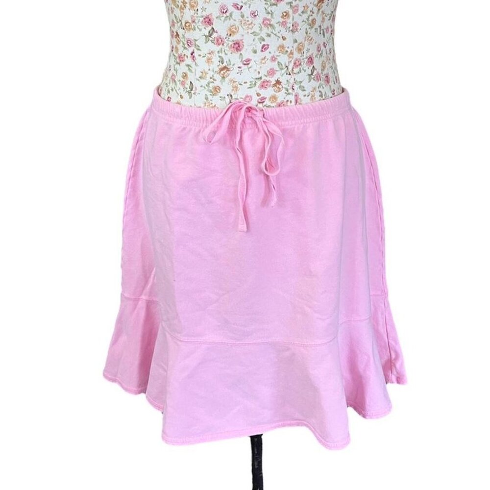 fresh produce pink cotton stretch skirt size tag medium but runs like a bigger m